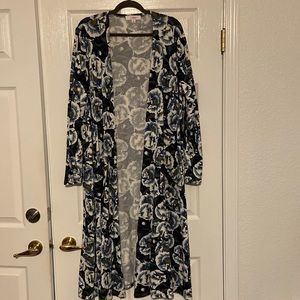 Beautiful blue floral Lularoe Sarah duster cardigan.  Size XL and NWT